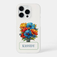 Faux Stained Glass Orange + Blue Floral