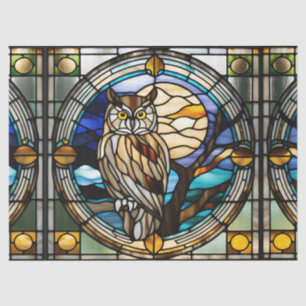 Faux Stained Glass Owl for Decoupage Craft Tissue  Paper