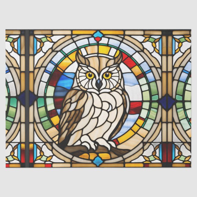 Faux Stained Glass Owl for Decoupage Craft Tissue  Paper (Front)