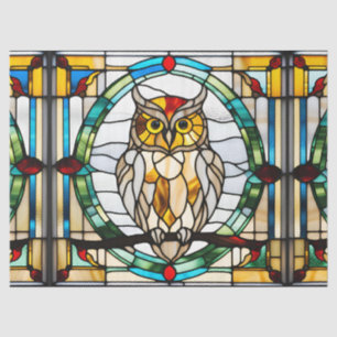 Faux Stained Glass Owl for Decoupage Craft Tissue  Paper