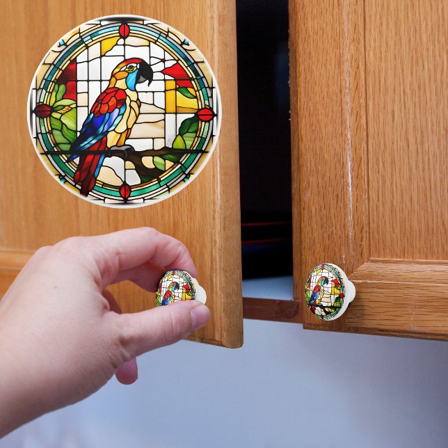 Faux Stained Glass Parrot  Ceramic Knob (Creator Uploaded)