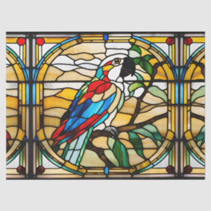 Faux Stained Glass Parrot for Decoupage Craft Tiss Tissue Paper