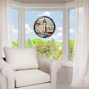 Faux Stained-Glass Round Customisable Lighthouse