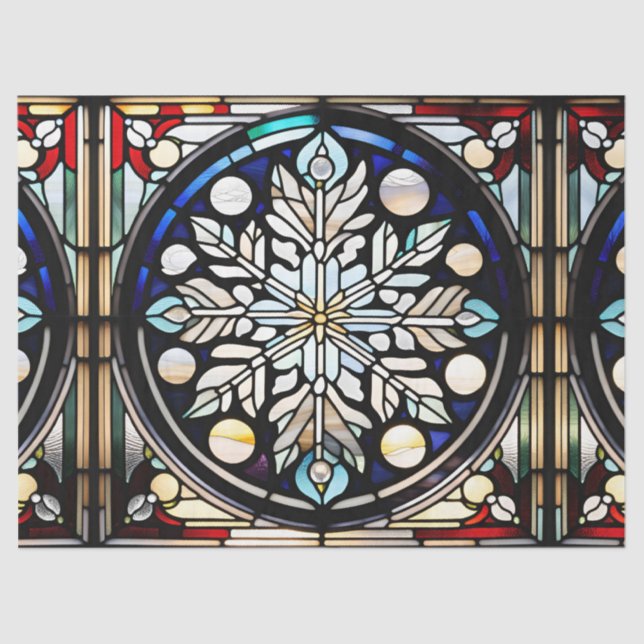 Faux Stained Glass Snowflake for Decoupage Craft  Tissue Paper (Front)