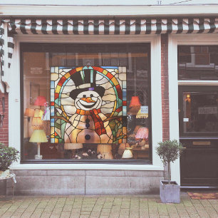 Faux Stained-Glass Snowman Large
