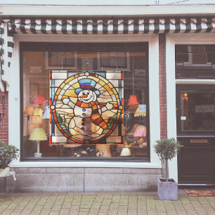 Faux Stained-Glass Snowman Large
