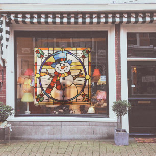 Faux Stained-Glass Snowman Large