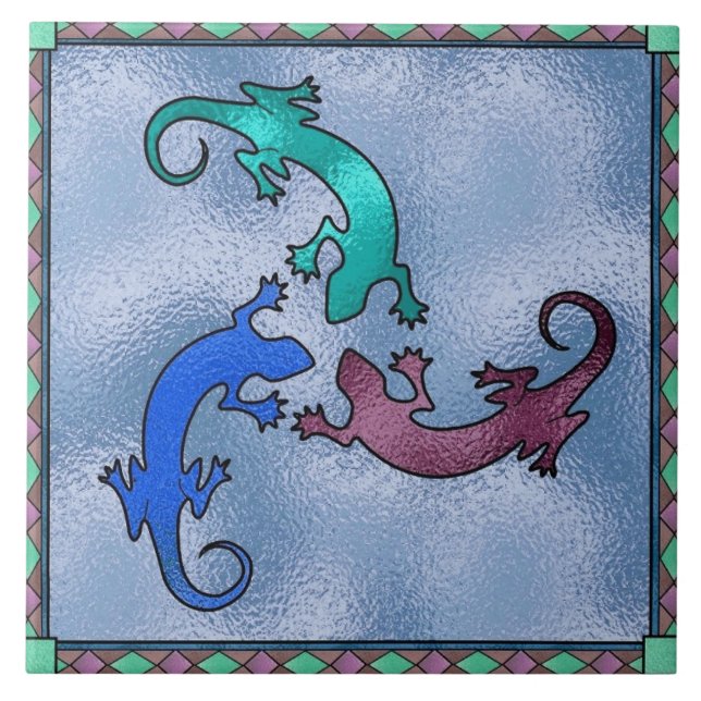 Faux stained glass Southwestern decor Ceramic Tile (Front)