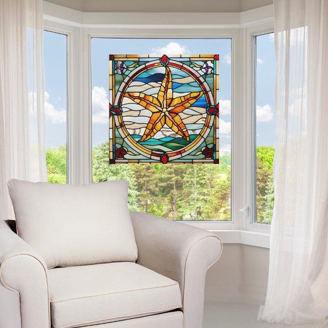  Faux Stained Glass Starfish Window Cling (Creator Uploaded)