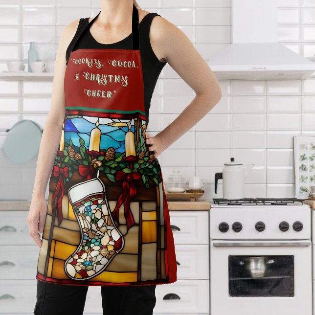 Faux Stained Glass Stocking Christmas Apron (Creator Uploaded)