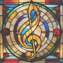 Faux Stained Glass Treble Clef Sticker