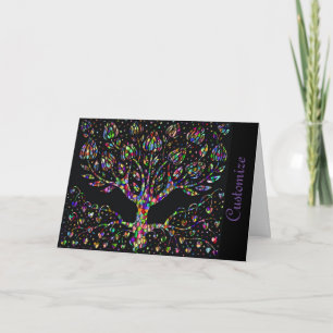 Faux Stained Glass Tree Of Prosperity Card