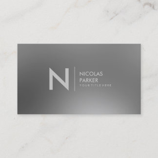 Faux Stainless Steel Inox Metal Look Monogram Business Card