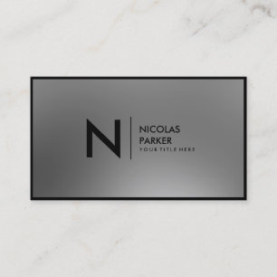 Faux Stainless Steel Inox Metal Monogram Framed Business Card