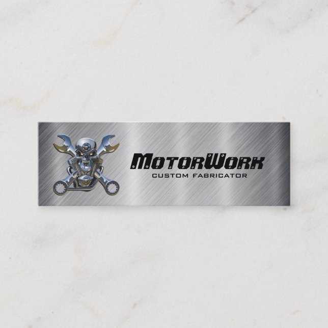 Faux Stainless Steel Motorcycle Business Card (Front)