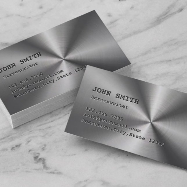 Faux Stainless Steel Screenwriter Business Card (Creator Uploaded)