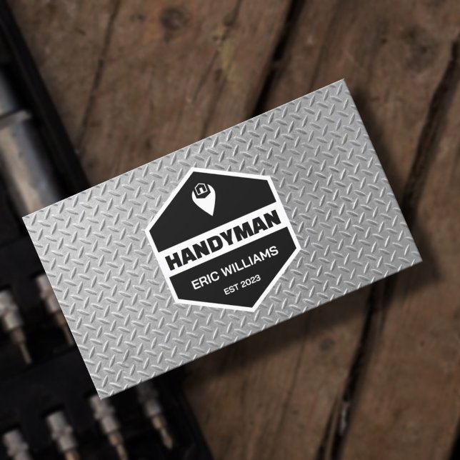 Faux stamped metal texture handyman Business Card (Creator Uploaded)
