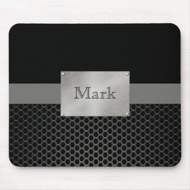 Faux Steel Nameplate Personalised Mouse Pad (Front)