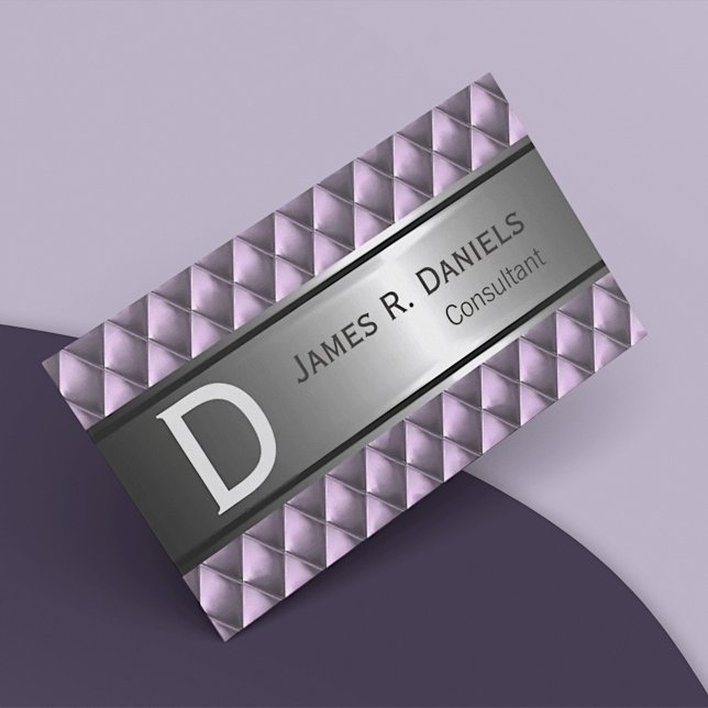 Faux Steel Purple Metal Diamond Squares Pattern Business Card (Creator Uploaded)