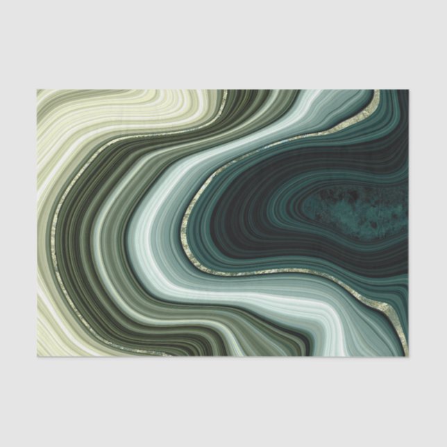 Faux Stone Abstract Green and Blue Earth Tones Tissue Paper (Front)