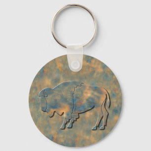 Faux Stone Bison Key Ring