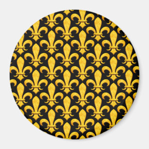 Faux Stone Gold Fleur de lis Magnet