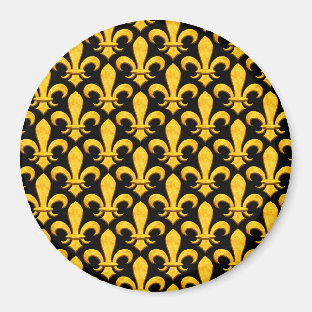 Faux Stone Gold Fleur de lis Magnet (Front)