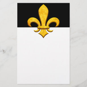 Faux Stone Gold Fleur de lis Stationery
