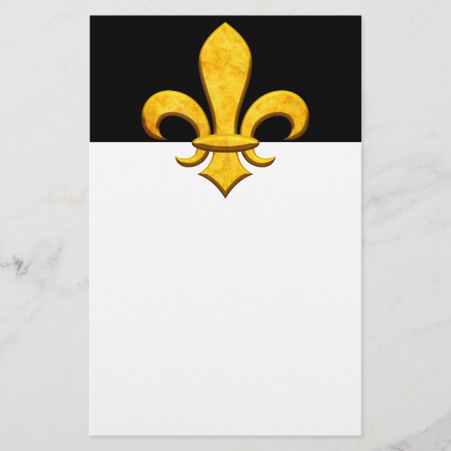 Faux Stone Gold Fleur de lis Stationery (Front)