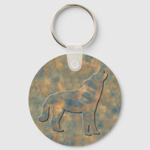 Faux Stone Wolf Art Key Ring
