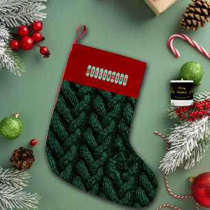 Faux Sweater Knit Custom Name  Small Christmas Stocking