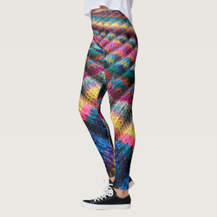 Faux Sweater Leggings-multi-colour diagonal stripe Leggings