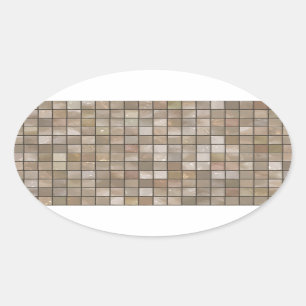 Faux Tan Floor Tile Image Oval Sticker