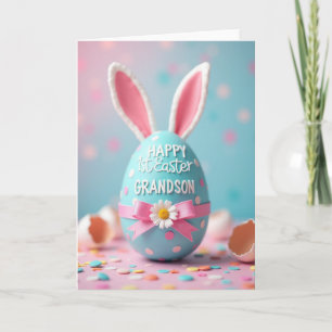 Faux Teal Easter Grandson Card