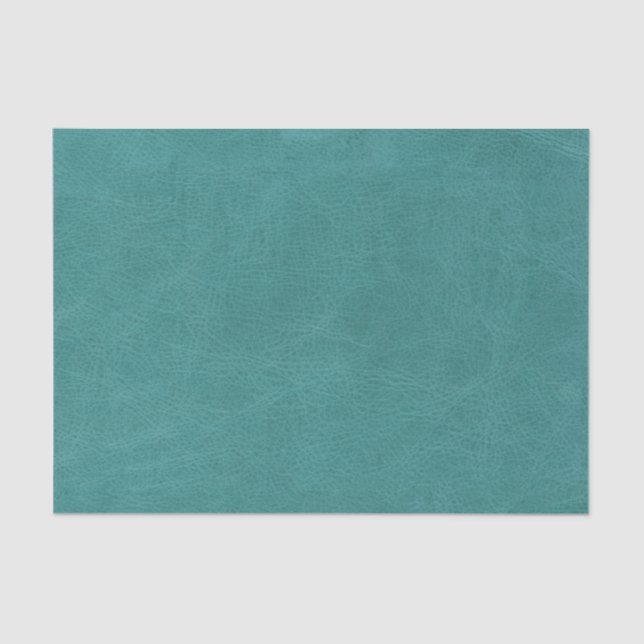 Faux Teal Leather Texture Tissue Paper (Front)