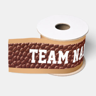 Faux Textured Football Ribbon, Gold Trim YOUR TEXT Grosgrain Ribbon