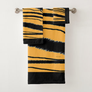 Faux Tiger Print Poly Cotton Bath Towel Set