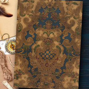 Faux Tooled Leather Gold Scrollwork Tissue Paper