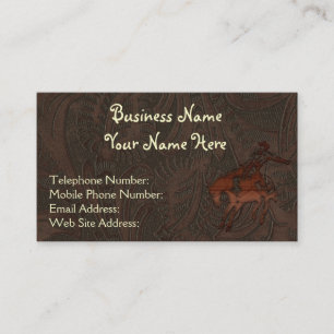 Faux Tooled Leather Rodeo style V Business Cards