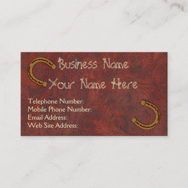 Faux Tooled Leather Western style 5 Business Cards (Front)