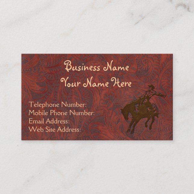 Faux Tooled Leather Western style 7 Business Cards (Front)