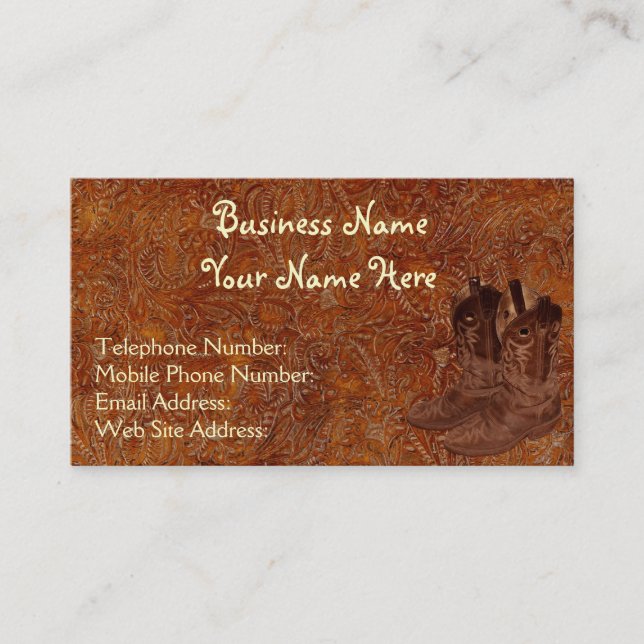 Faux Tooled Leather Wrangler style IX Business Card (Front)