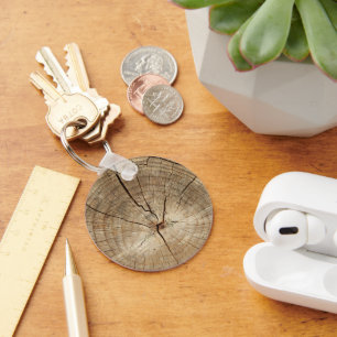 Faux Tree Rings Background Key Ring