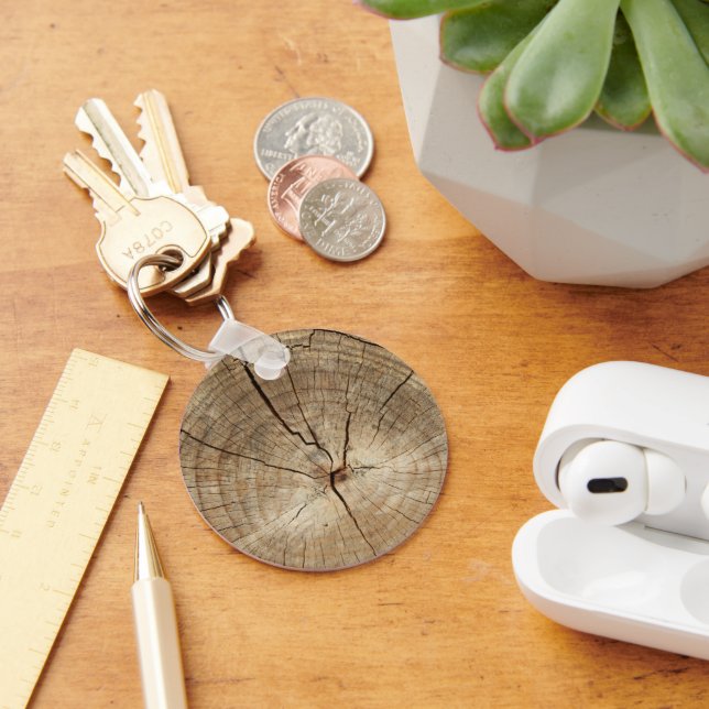 Faux Tree Rings Background Key Ring (Desk)
