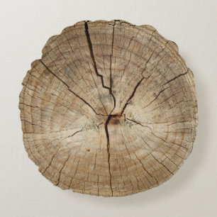 Faux Tree Rings Background Round Cushion