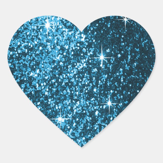 Faux Turquoise Blue Glitter Heart Sticker (Front)