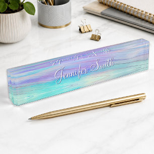 Faux Unicorn Ombre Wood Nameplate