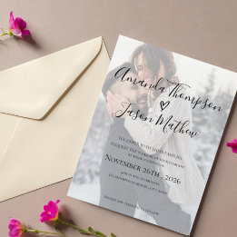 Faux Vellum Effect Photo  Wedding Invitation