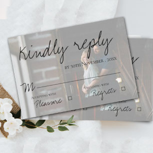 Faux Vellum Effect Photo  Wedding RSVP Card