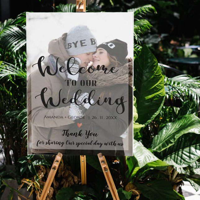 Faux Vellum Effect Photo Wedding Welcome Sign (Creator Uploaded)
